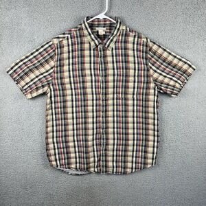 Carbon 2 Cobalt Shirt Mens Large Plaid Short Sleeve Button Up Casual Cotton